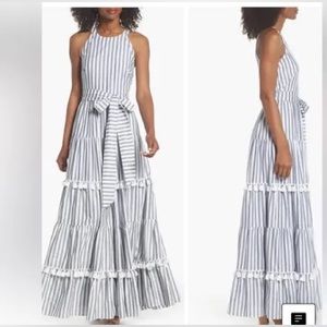 Eliza J Tiered Tassel Fringe Maxi Dress